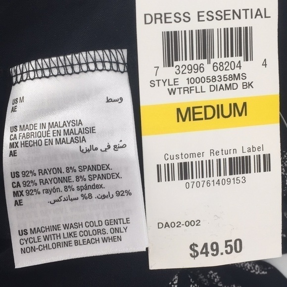 Nwt 𝅺Style & Co Printed Black Waterfall Dress Medium - Picture 7 of 9